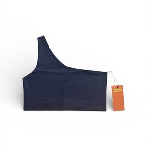 Girlfriend Collective One-Shoulder Bra Navy X-Large